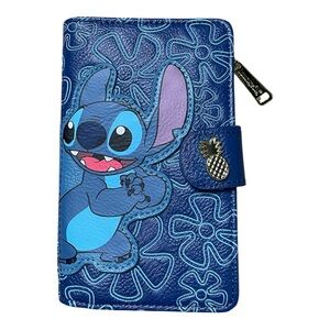 Loungefly x Disney | Blue Stitch Snap Flap Faux Leather Wallet